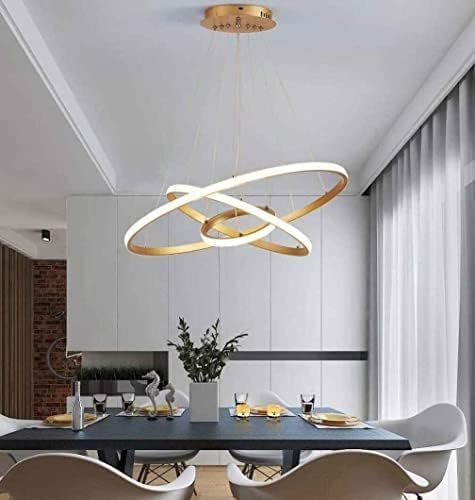 Modern Double 3-Ring LED Pendant Light – Elegant Warm White Hanging Ceiling Lamp For Living Room & Home Decor