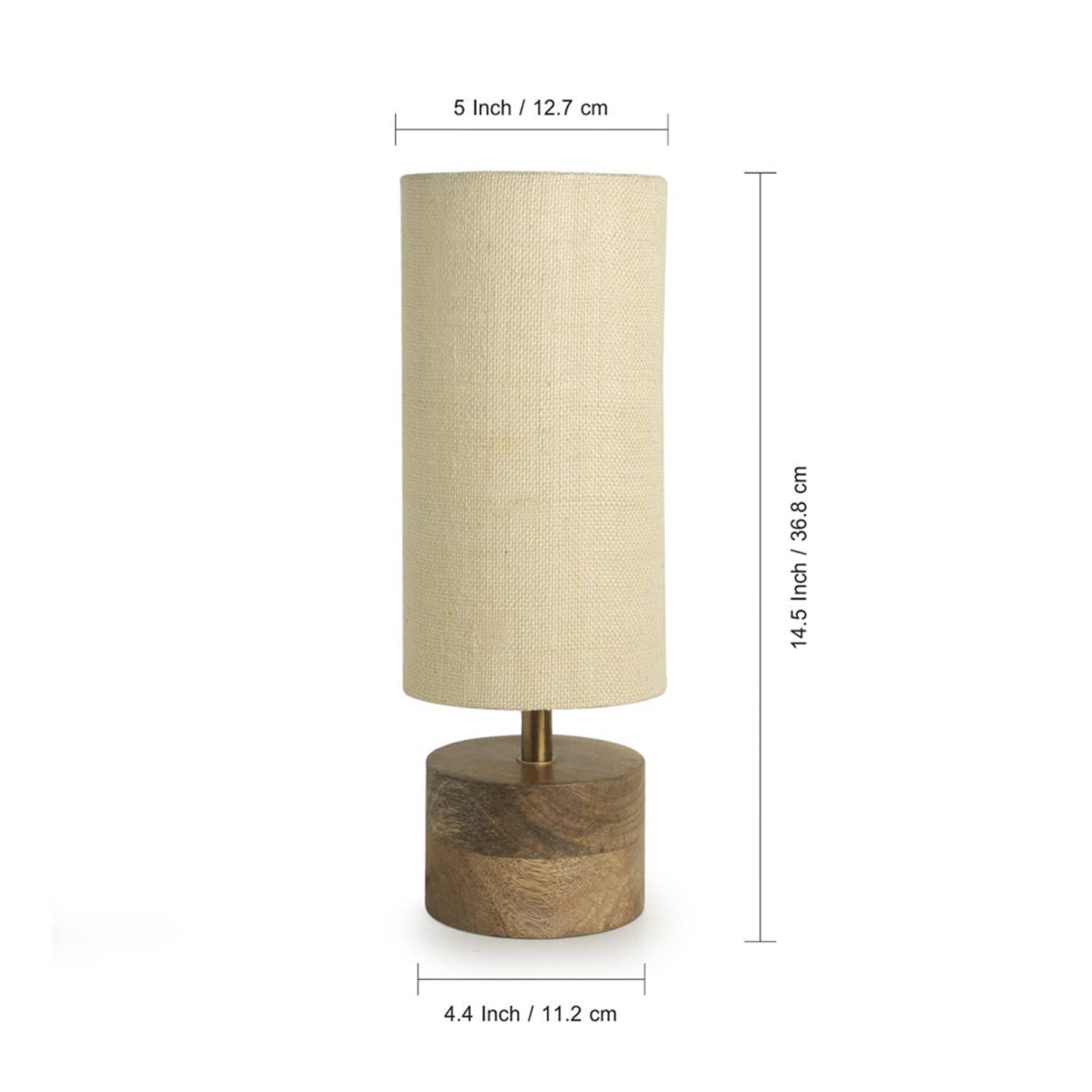 Mango Wooden Table Lamp – 14 Inch Bedside & Living Room Lamp With Linen Shade (Without Bulb)