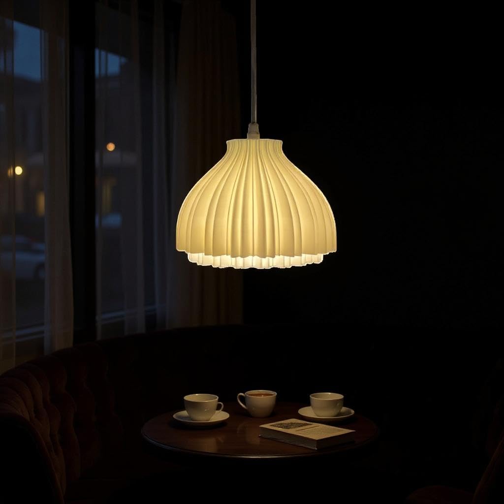Modern 3D Printed Pendant Lamp – Decorative Hanging Light For Living Room, Bedroom & Kitchen (Milky White)