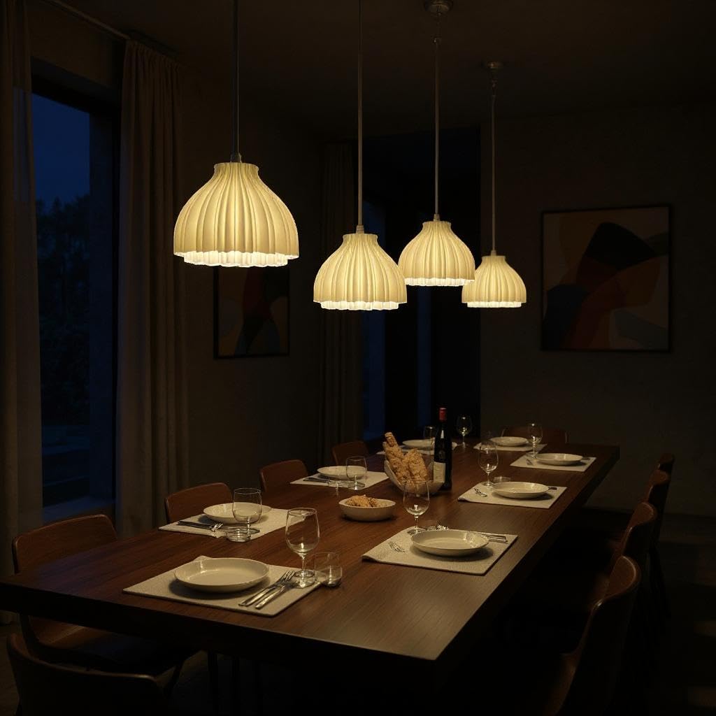 Modern 3D Printed Pendant Lamp – Decorative Hanging Light For Living Room, Bedroom & Kitchen (Milky White)
