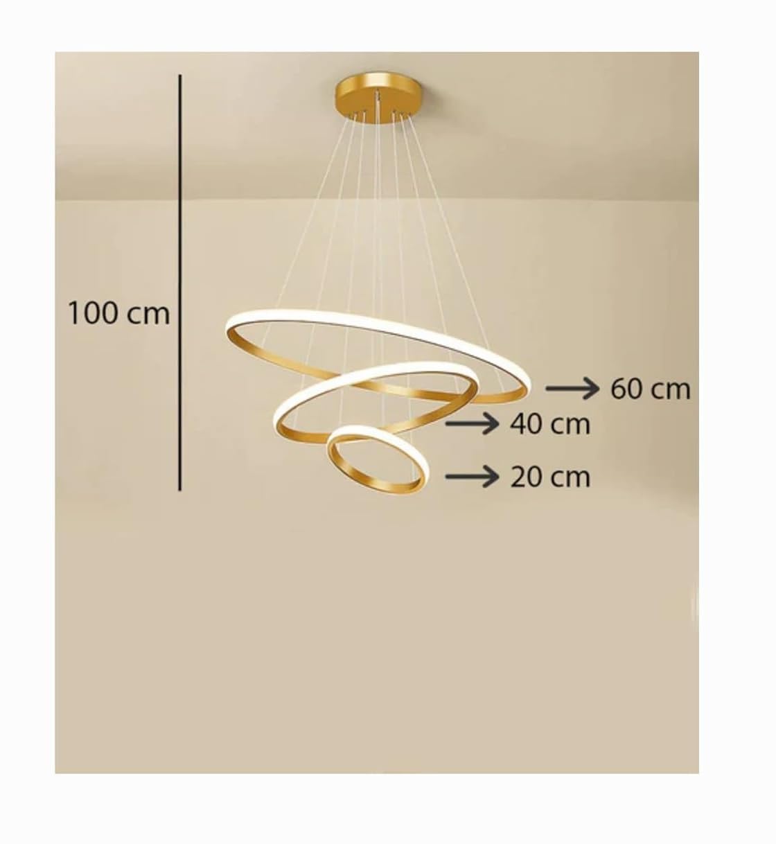 Modern Double 3-Ring LED Pendant Light – Elegant Warm White Hanging Ceiling Lamp For Living Room & Home Decor