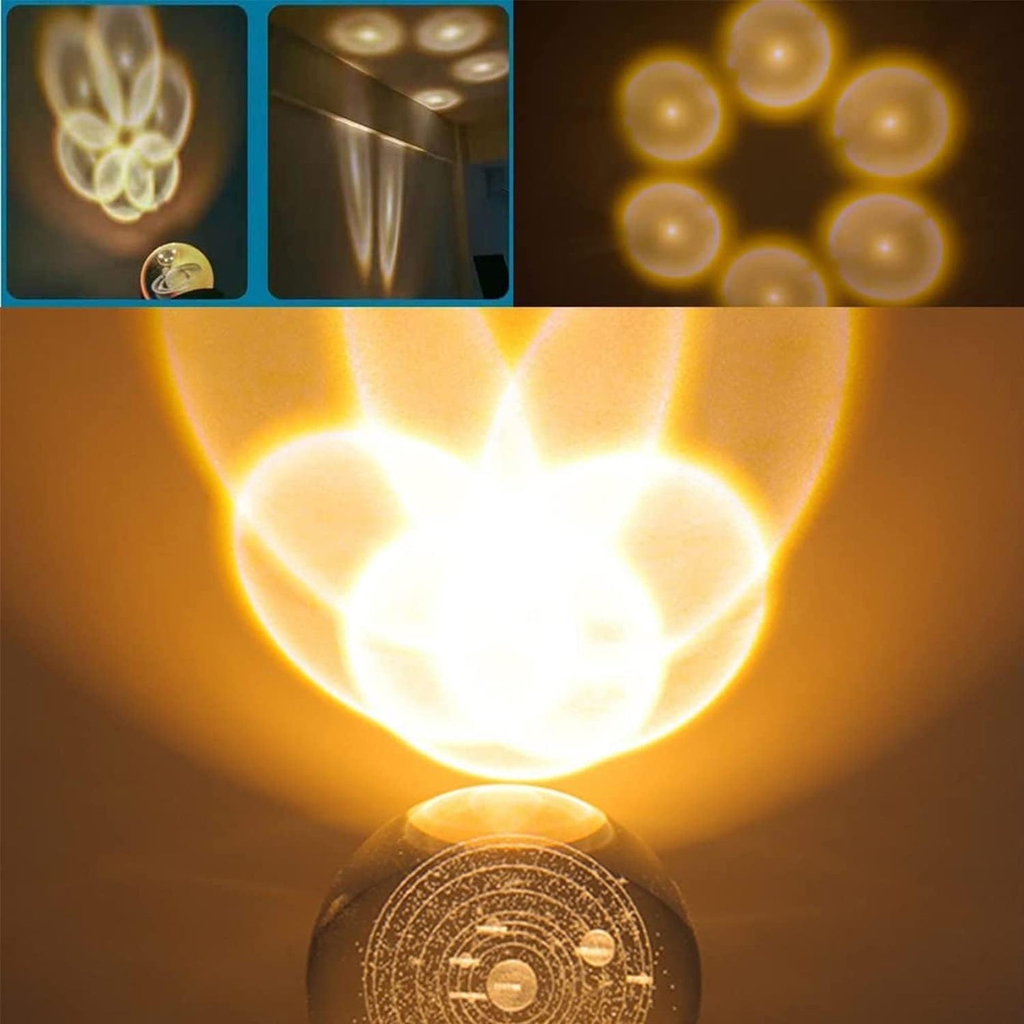 Universe Crystal Ball Night Light – 2.4 Inch LED Glass Lamp With Wooden Base, Gift For Kids, Teens & Adults