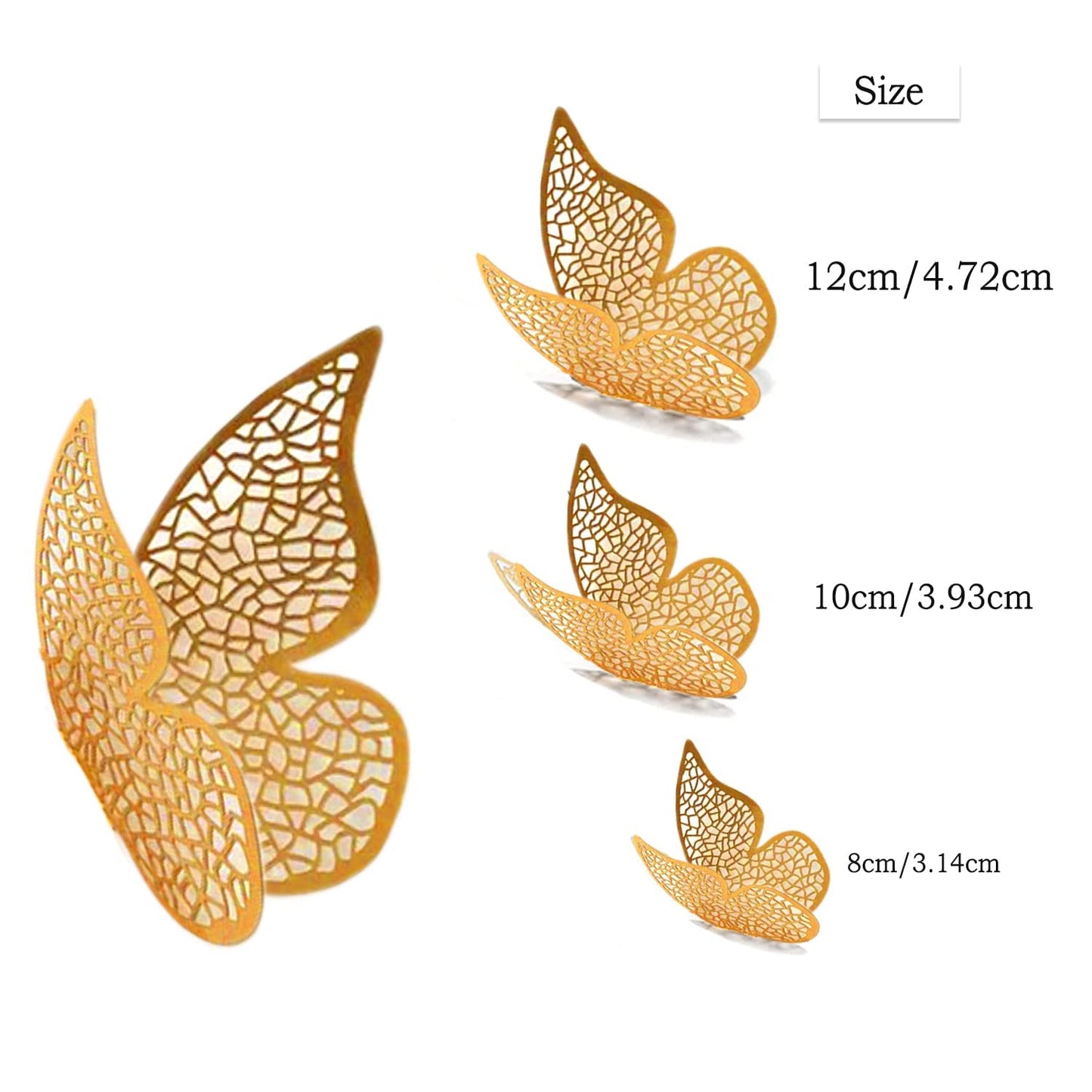 3D Metallic Butterfly Wall Stickers – 12 Pcs Rose Gold DIY Home Decor Set