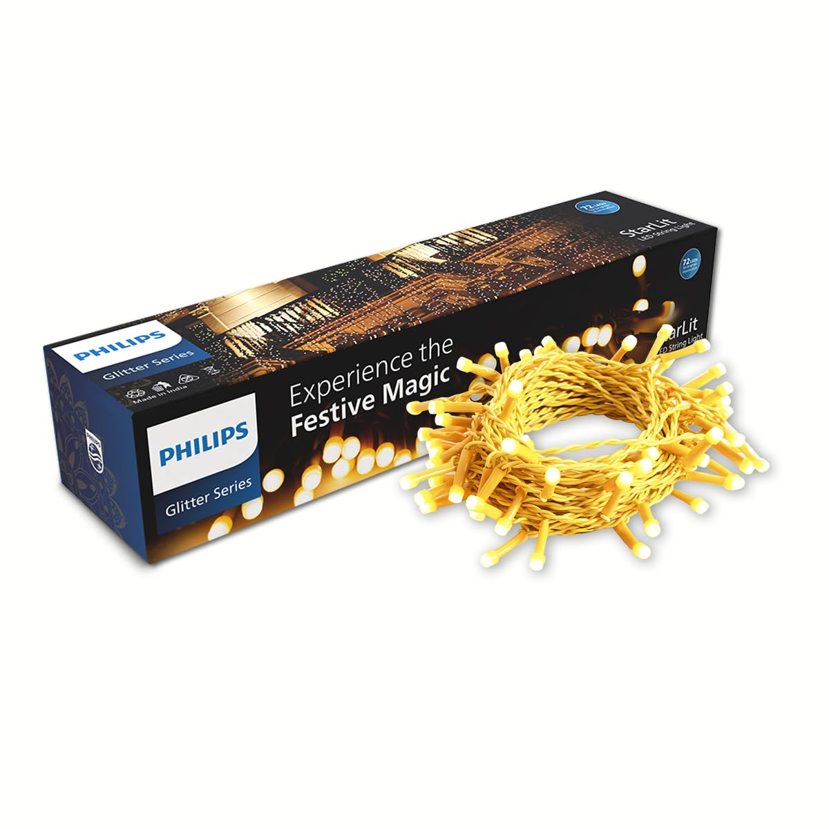 Starlit 12M LED String Light – 72 LEDs Warm White Decorative Lights For Festivals & Home Decor
