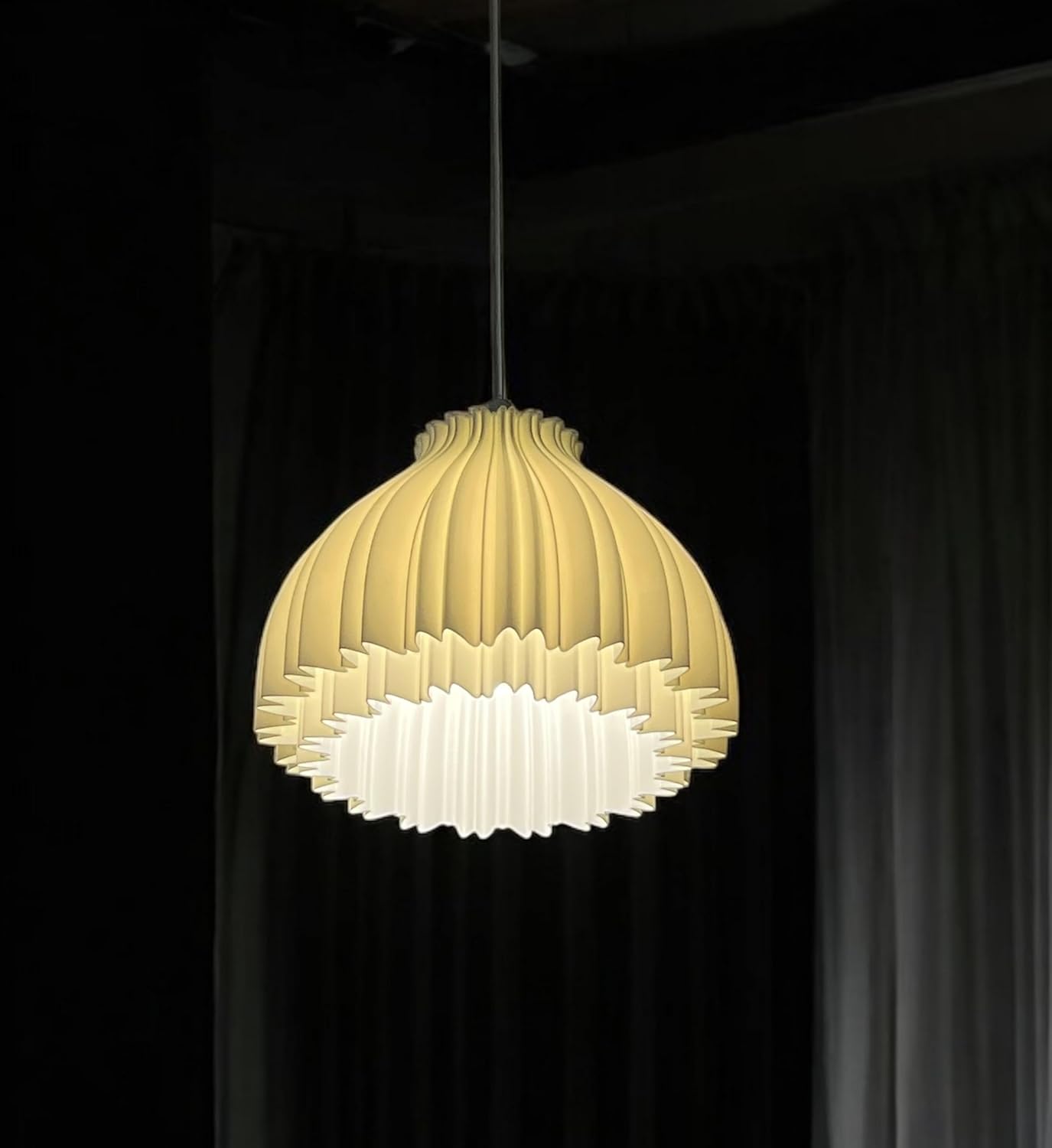 Modern 3D Printed Pendant Lamp – Decorative Hanging Light For Living Room, Bedroom & Kitchen (Milky White)