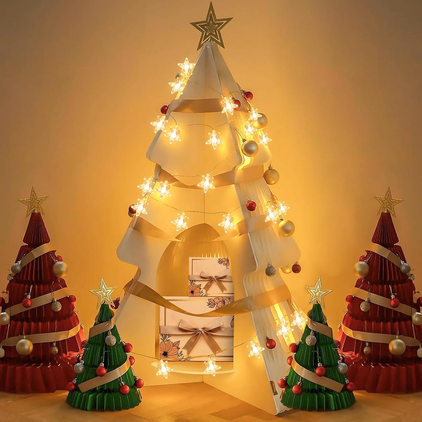 Gesto 14 LED Crystal Star String Lights – 10 Ft Warm White Fairy Lights For Home & Festival Decoration