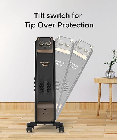 13 Fin Oil Filled Room Heater (OFR) | 2900W Fast Heating With Advanced U-Tech Fins, PTC Fan, ISI Approved & 10-Year Warranty โ Black