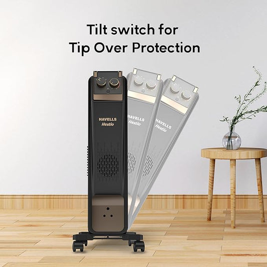 13 Fin Oil Filled Room Heater (OFR) | 2900W Fast Heating With Advanced U-Tech Fins, PTC Fan, ISI Approved & 10-Year Warranty – Black