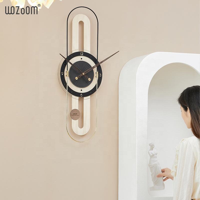WOZOOM U-Shaped Metal Wall Clock – Luxury Modern Gold Quartz Clock For Home Decoration