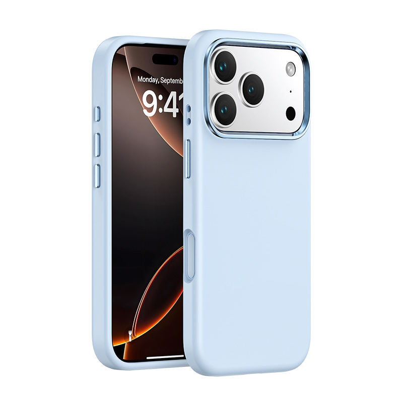 2025 New iPhone 17 Air & Pro Max Case – Metal Frame Liquid Silicone Mobile Cover