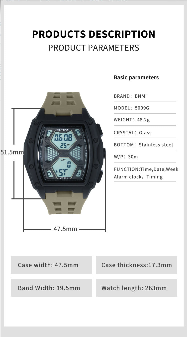 Men's Fashion Digital Sports Watch – Multifunctional Stylish & Simple Design