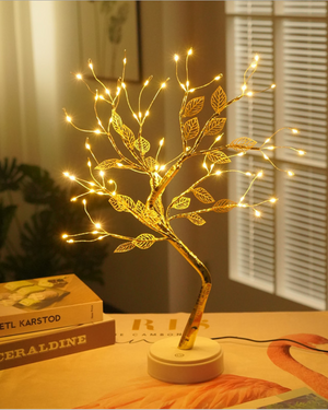 20 LED Bonsai Tree Lamp โ Tabletop Fairy Light with 72 LEDs & Gold Leaves For Home, Desk & Christmas Decor