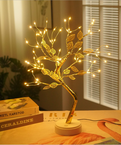 20 LED Bonsai Tree Lamp โ Tabletop Fairy Light with 72 LEDs & Gold Leaves For Home, Desk & Christmas Decor