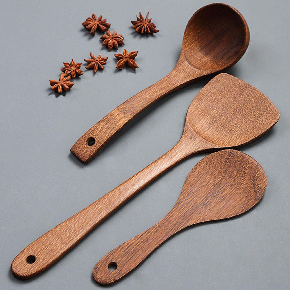 Non-Stick Wooden Utensil Set – Chicken Wing Wood Ladle, Spoon & Spatulas For Home Cooking
