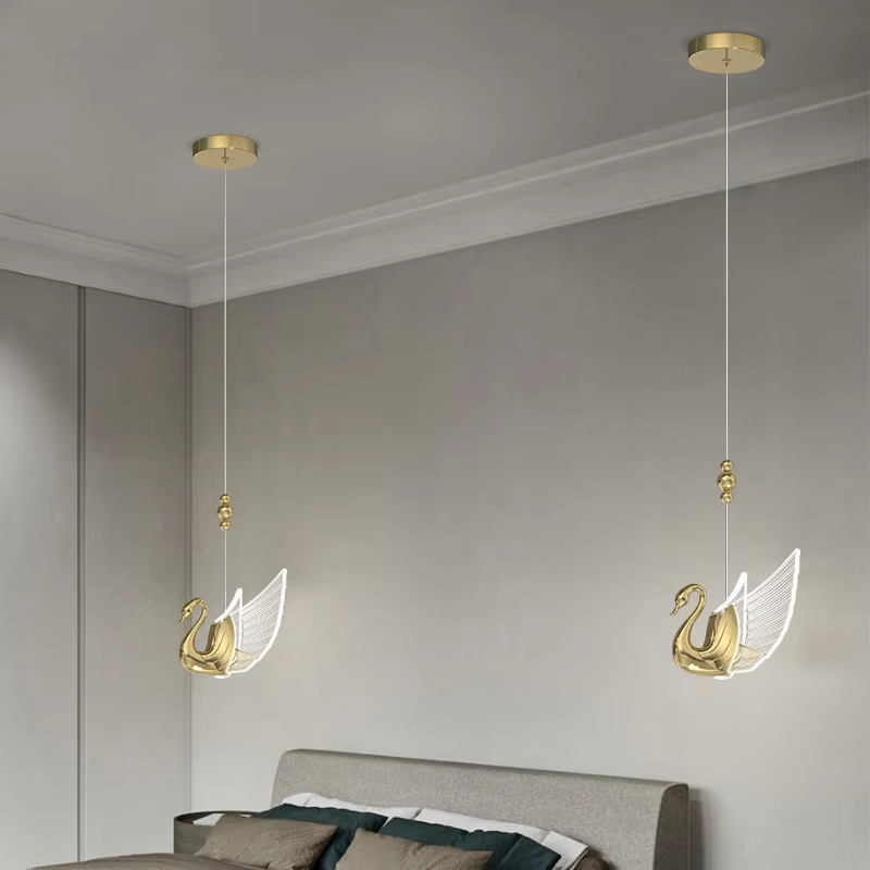Lumind Luxury Swan LED Chandelier – Modern Pendant Light For Living Room & Bedside