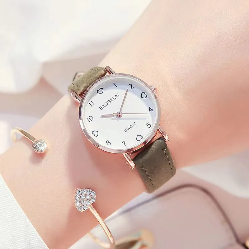 Best Selling Stylish Girls’ Leather Hand Watch – Student Casual Wristwatch