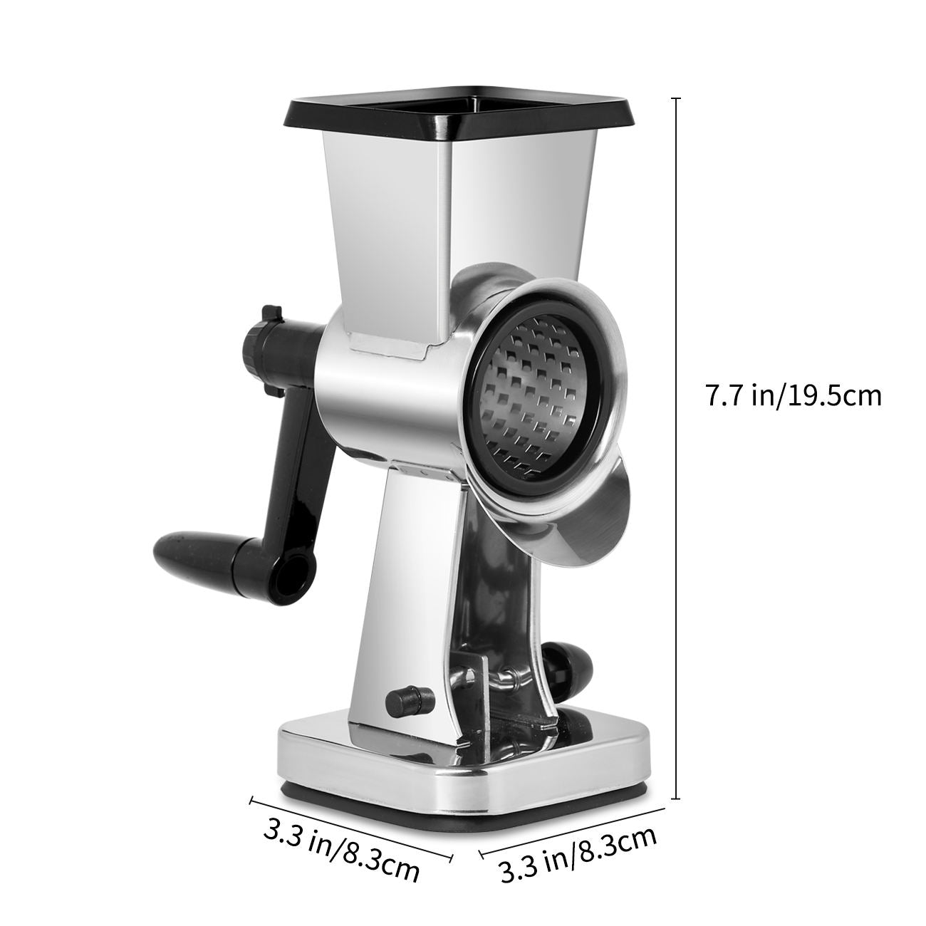 Rotary Cheese Grater With 3 Drum Blades – Hand Crank Vegetable Slicer & Strong Suction Base