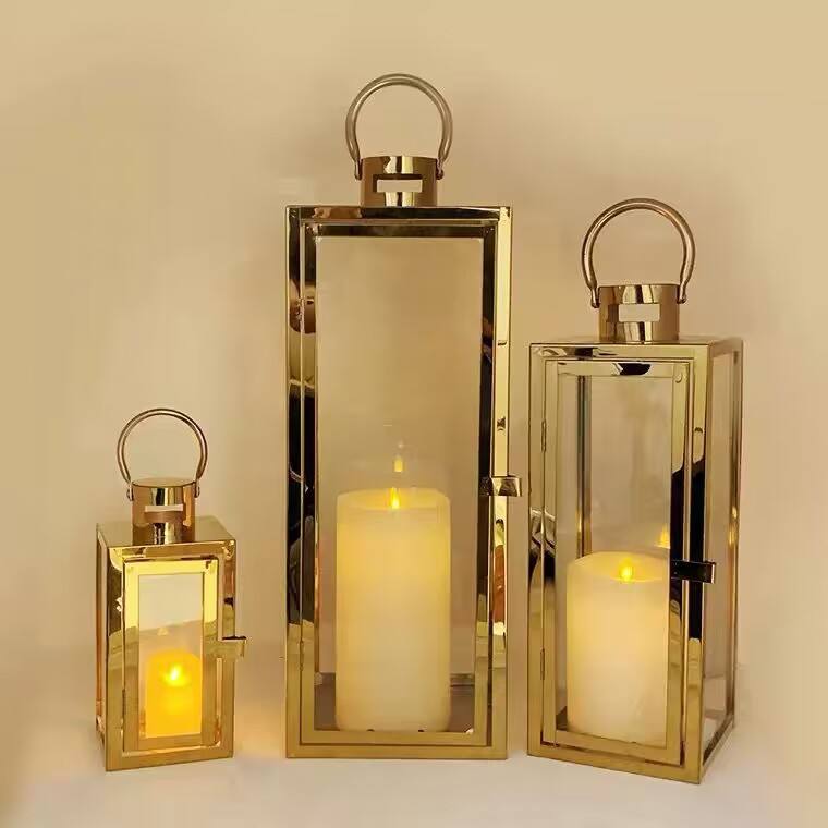 Set Of 3 Stainless Steel Candle Lanterns – Decorative Metal Holders For Home Decor