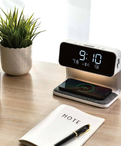2025 Digital Alarm Clock With Wireless Charger โ Modern ABS Night Light For Bedroom