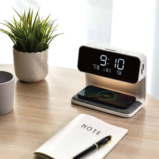 2025 Digital Alarm Clock With Wireless Charger – Modern ABS Night Light For Bedroom