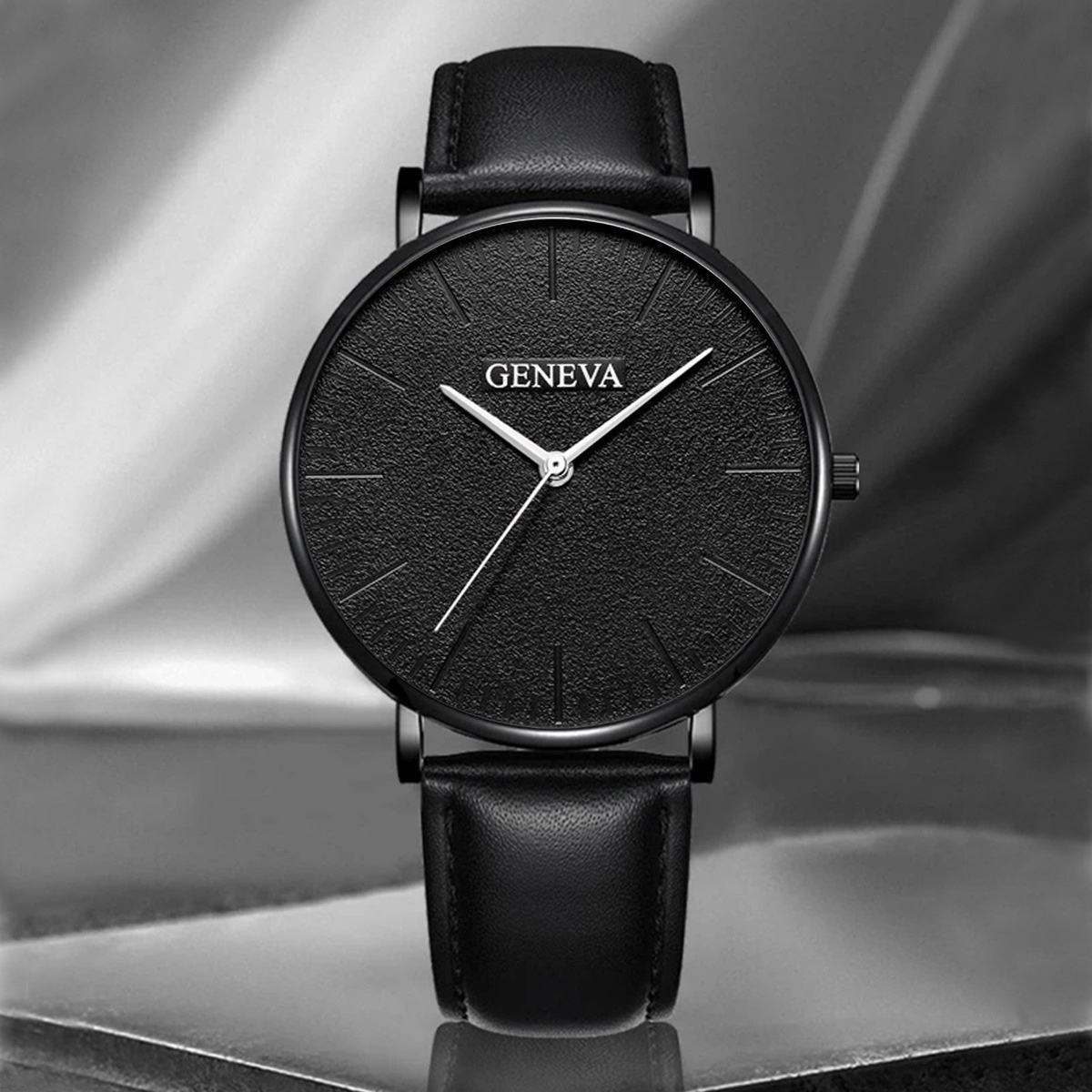 Trendy Men’s Quartz Watch – Fashionable Casual Belt Watch With Simple Scale Design