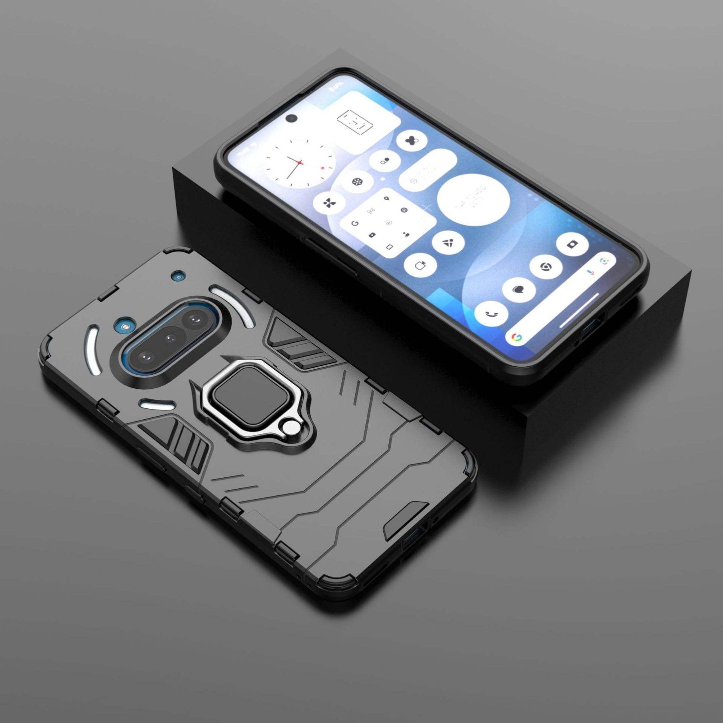 Shockproof Armor Hard Plastic Phone Case For Nothing 3A Pro/2A/2 – With Ring Holder & Holster