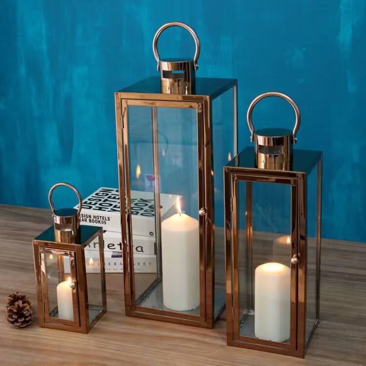 Set Of 3 Stainless Steel Candle Lanterns – Decorative Metal Holders For Home Decor