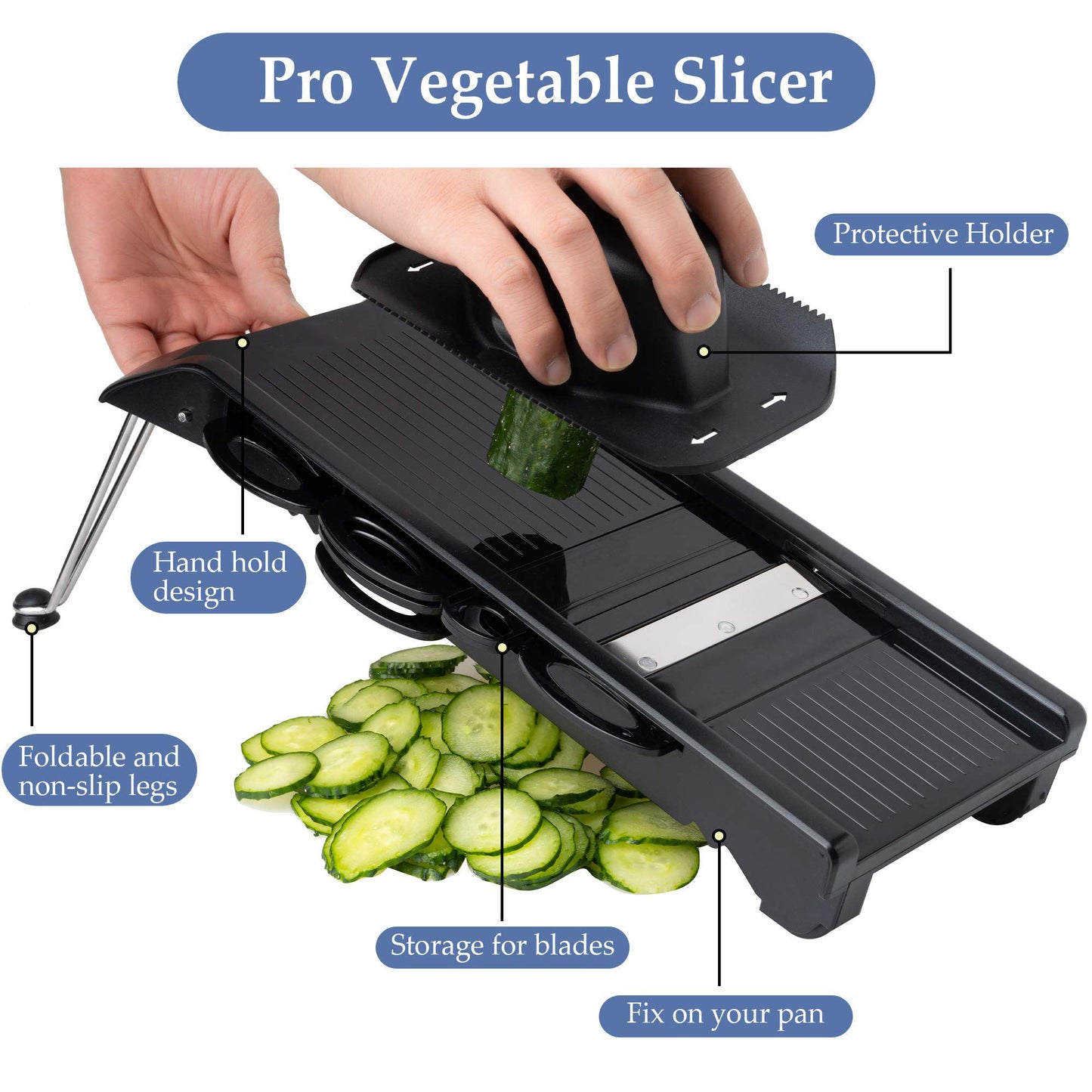 Handheld Mandolin Slicer – Multi-Blade Vegetable Chopper, Cutter & Grater for Kitchen