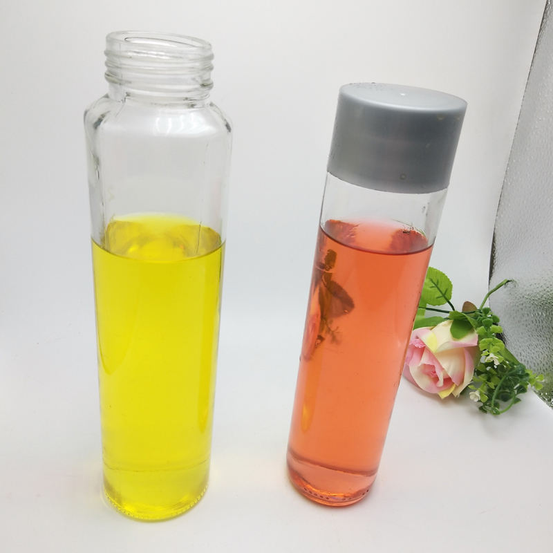 Voss Style Glass Water Bottle – Straight Side Cylinder Mineral Water Bottle With Cap