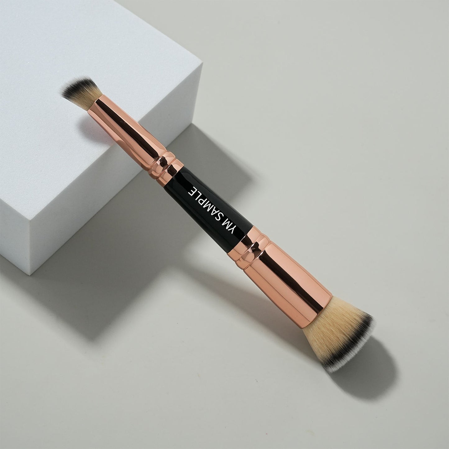 Luxury 2-in-1 Vegan Double Ended Makeup Brush – Custom Logo Rose Gold Brush Set