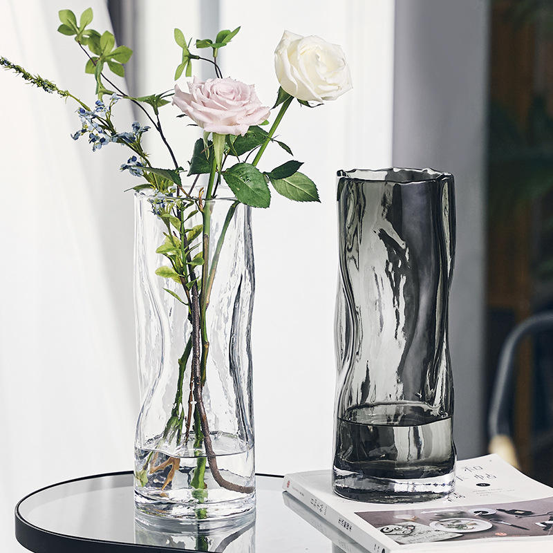 Creative Pleated Glass Vases – Twisted Pattern Decorative Vases For Living Room