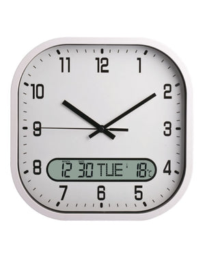 10-Inch Square Analog & Digital Wall Clock | Plastic LCD Display Clock With Date, Year & Temperature | Europe Market Bestseller