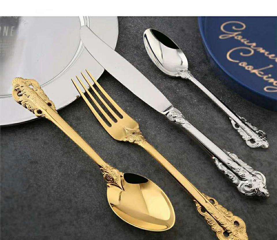 Luxury Metal Tableware Set – Modern Eco-Friendly & Durable Design for Weddings & Parties