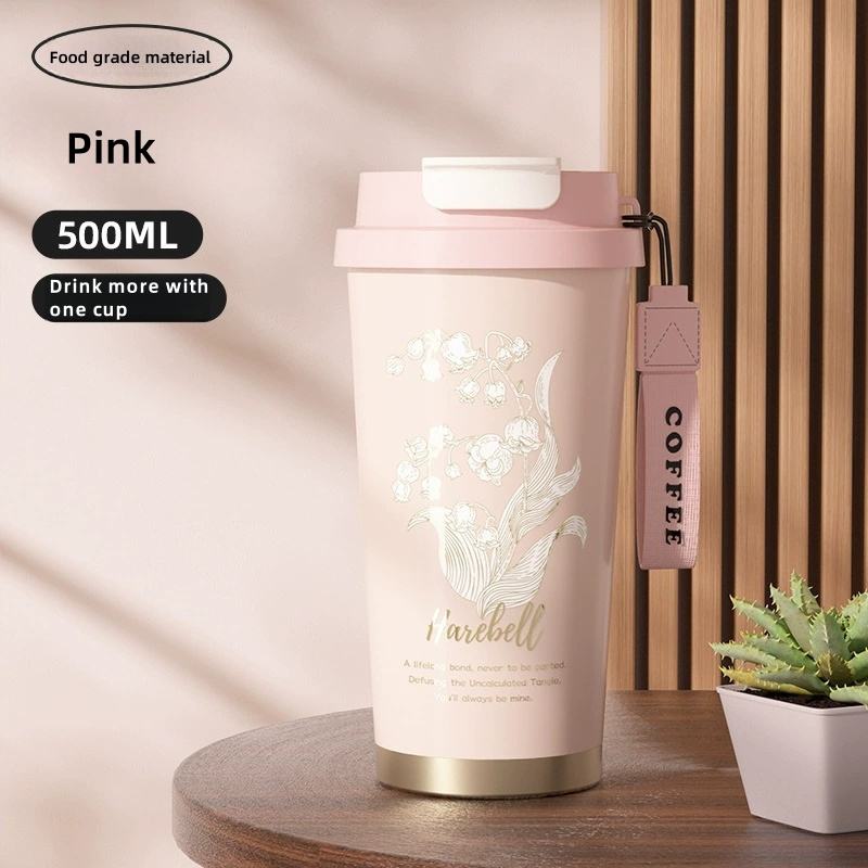 500ML Stainless Steel Thermos Cup – Vacuum Insulated Coffee Tumbler With Straw & Custom Logo