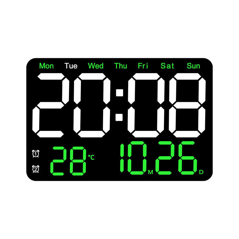Modern Large LED Digital Alarm Clock – Silent Square Wall Clock with Week Display