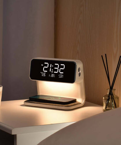 2025 Digital Alarm Clock With Wireless Charger โ Modern ABS Night Light For Bedroom