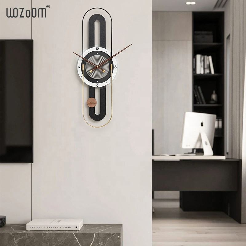 WOZOOM U-Shaped Metal Wall Clock – Luxury Modern Gold Quartz Clock For Home Decoration