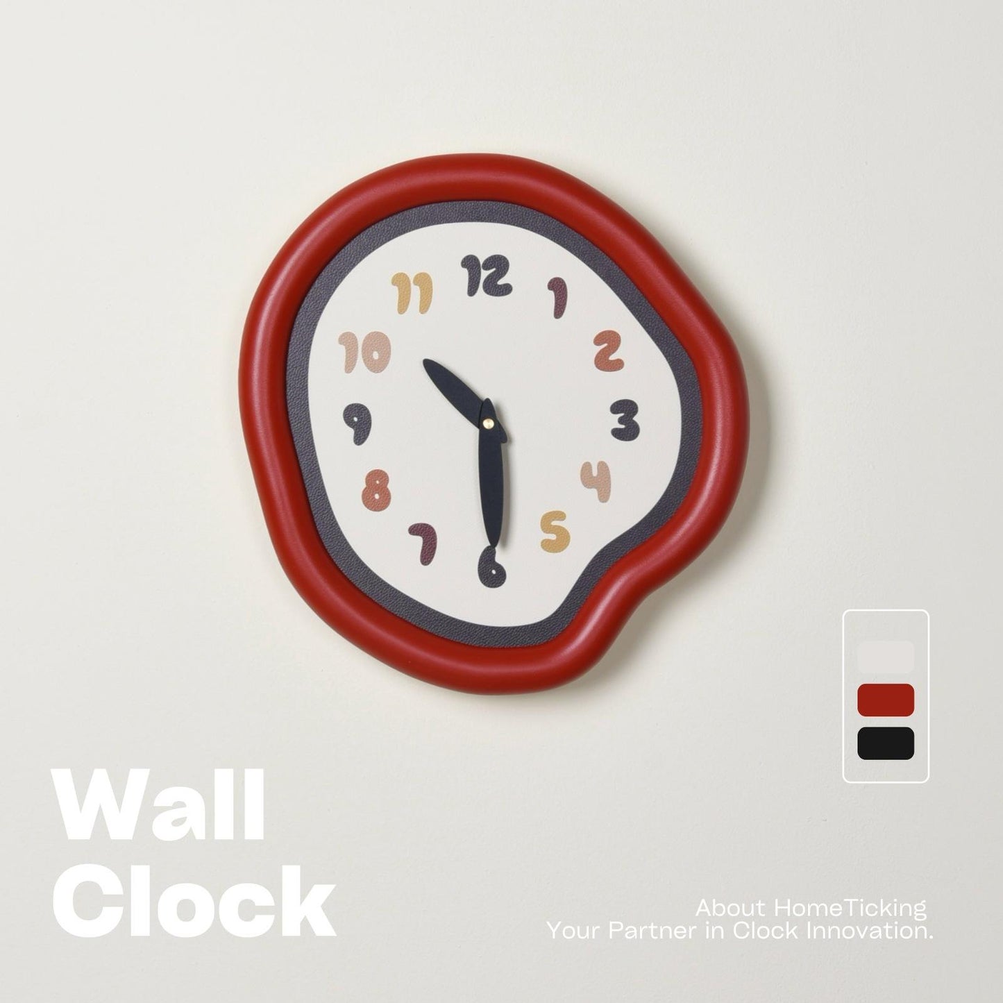 Japanese Korean Retro Red Wall Clock – Silent Punch-Free Decorative Living Room Clock