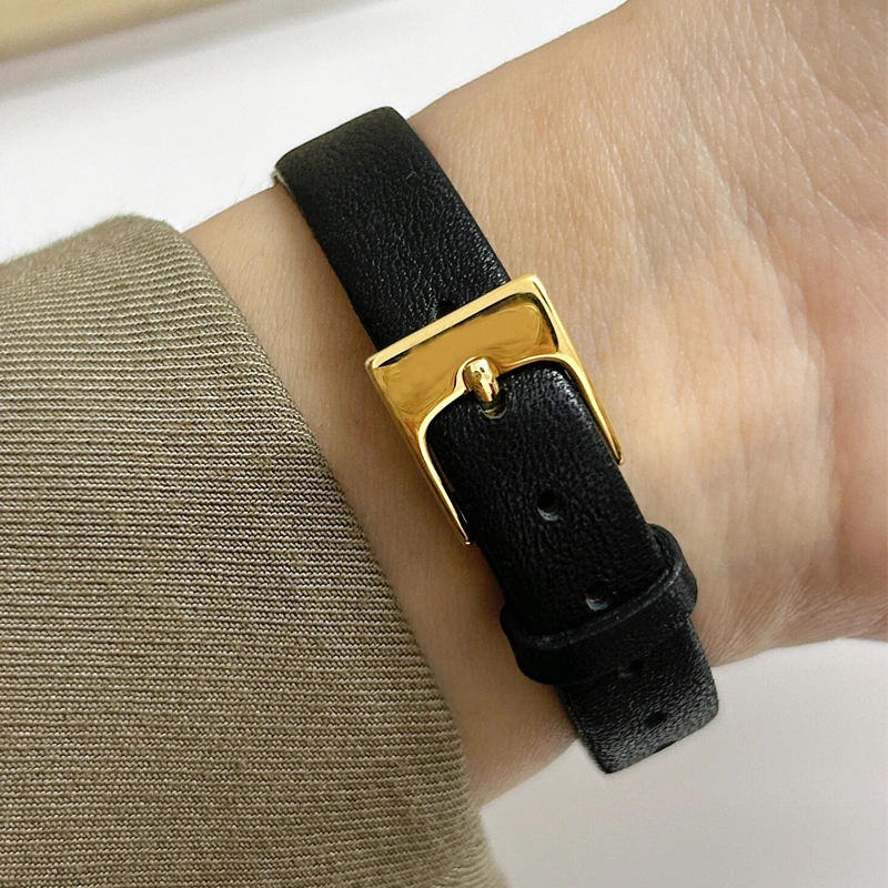 Fashion Business Women’s Quartz Watch – Stainless Steel Square Dial With Leather Strap
