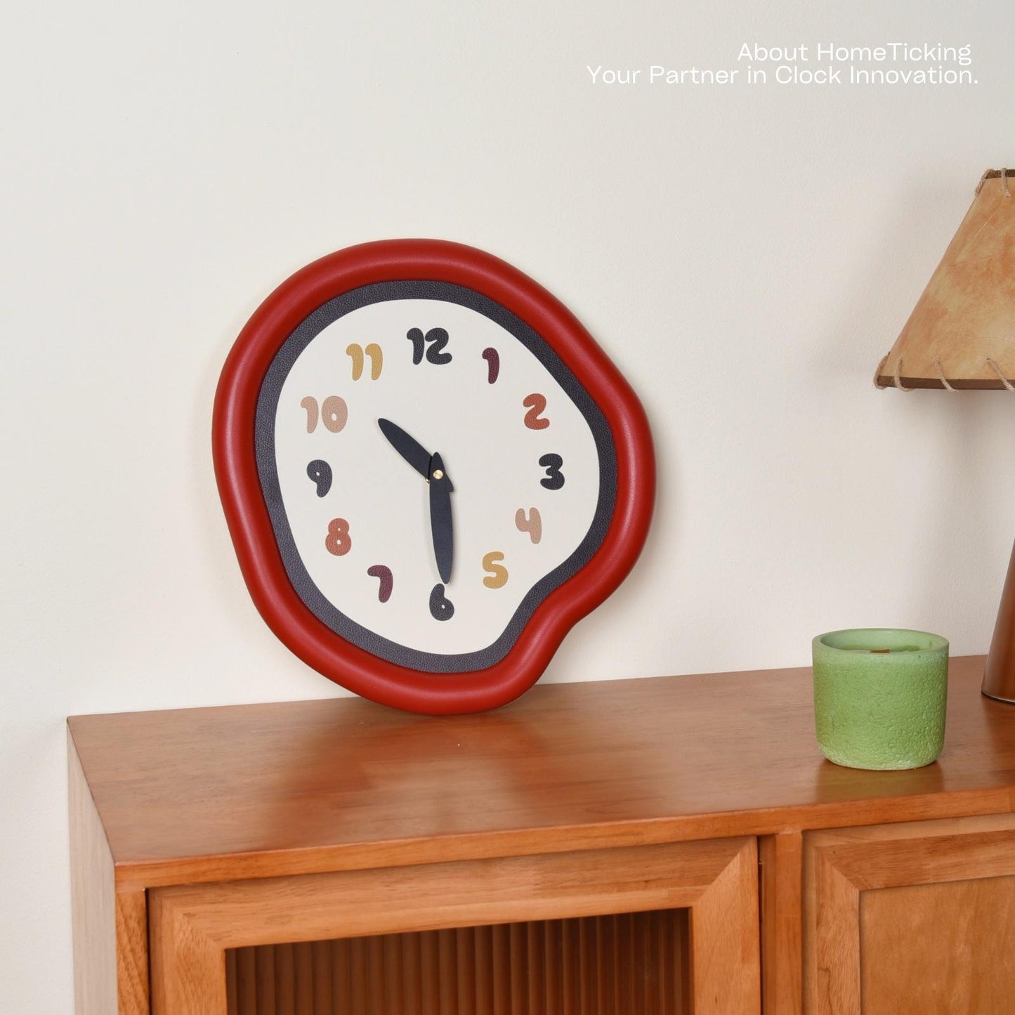 Japanese Korean Retro Red Wall Clock – Silent Punch-Free Decorative Living Room Clock