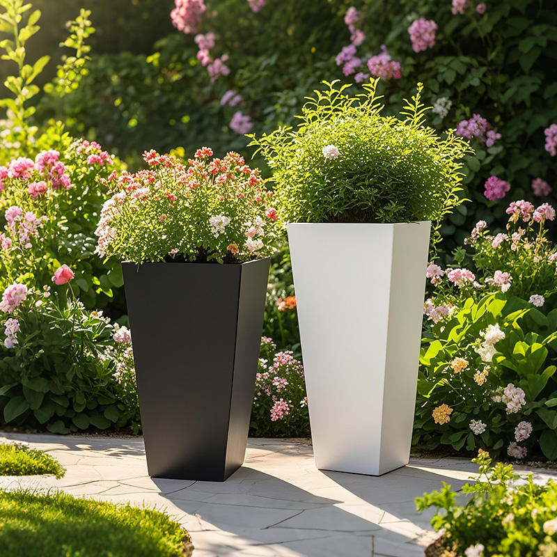 Gift White Plastic Flower Pots With Blooming Flowers – Decorative Planter For Housewarming & Birthday