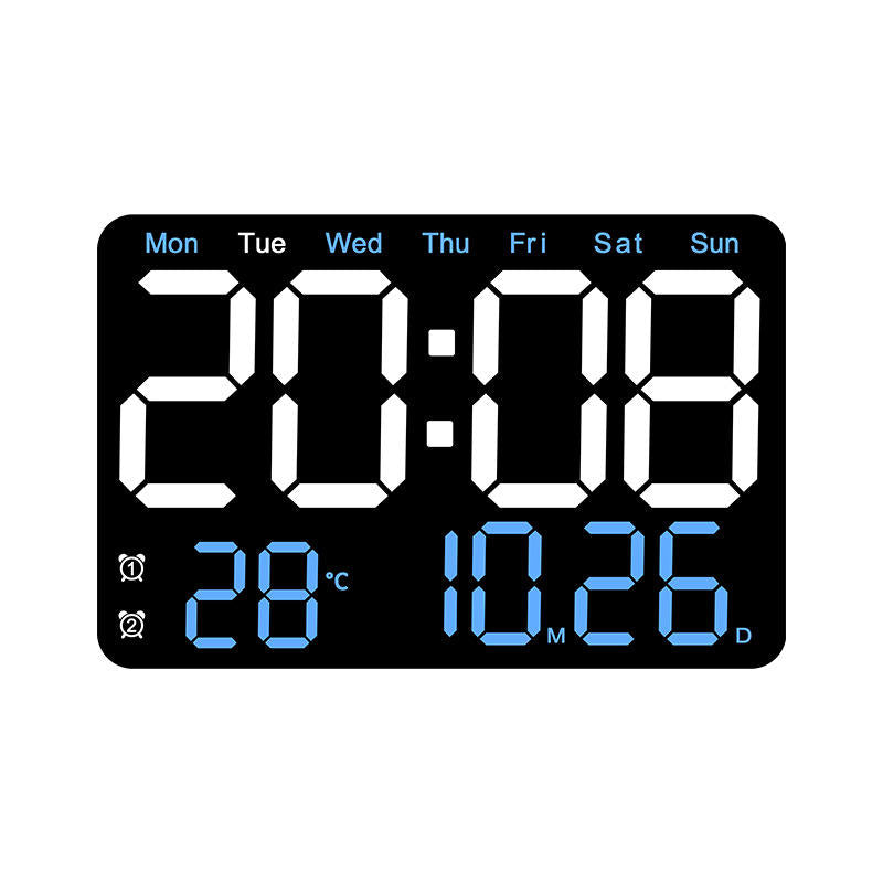 Modern Large LED Digital Alarm Clock – Silent Square Wall Clock with Week Display