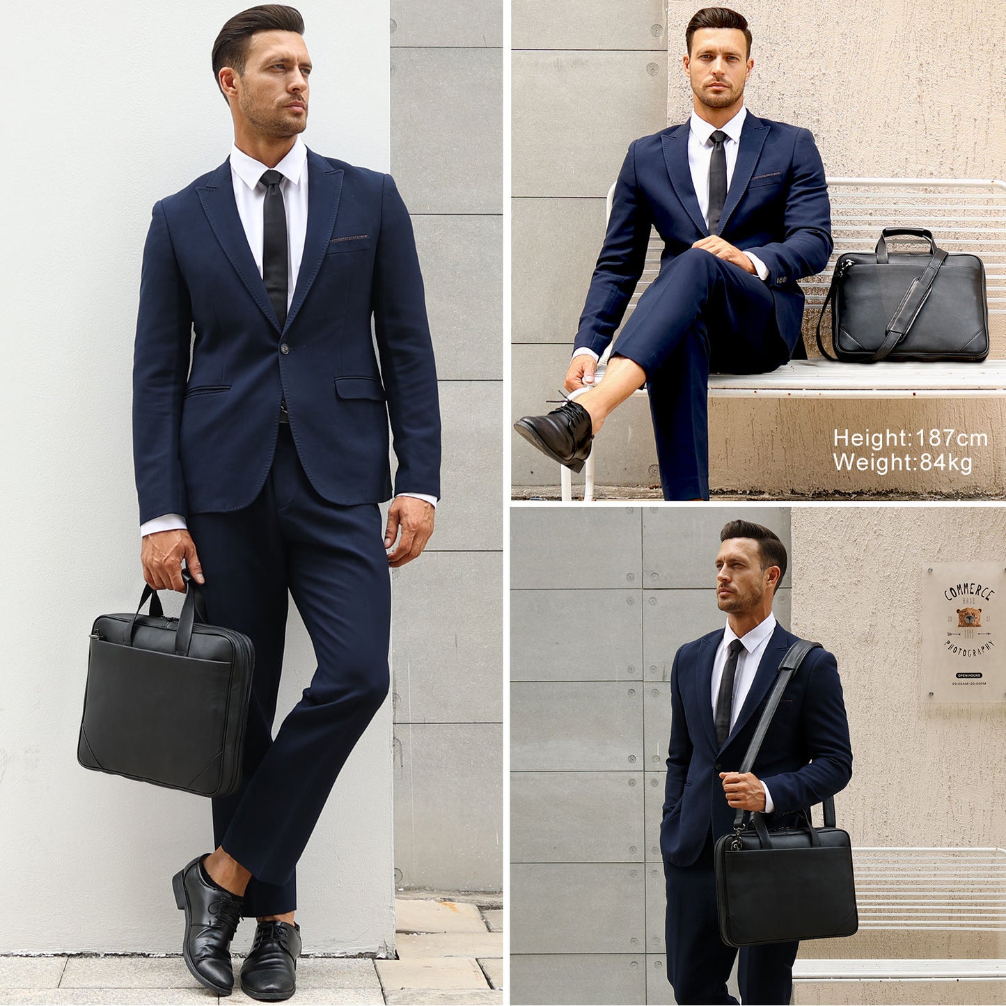 New Arrival Black Leather Office Briefcase – Men’s Business 14’’ Laptop Portfolio Bag