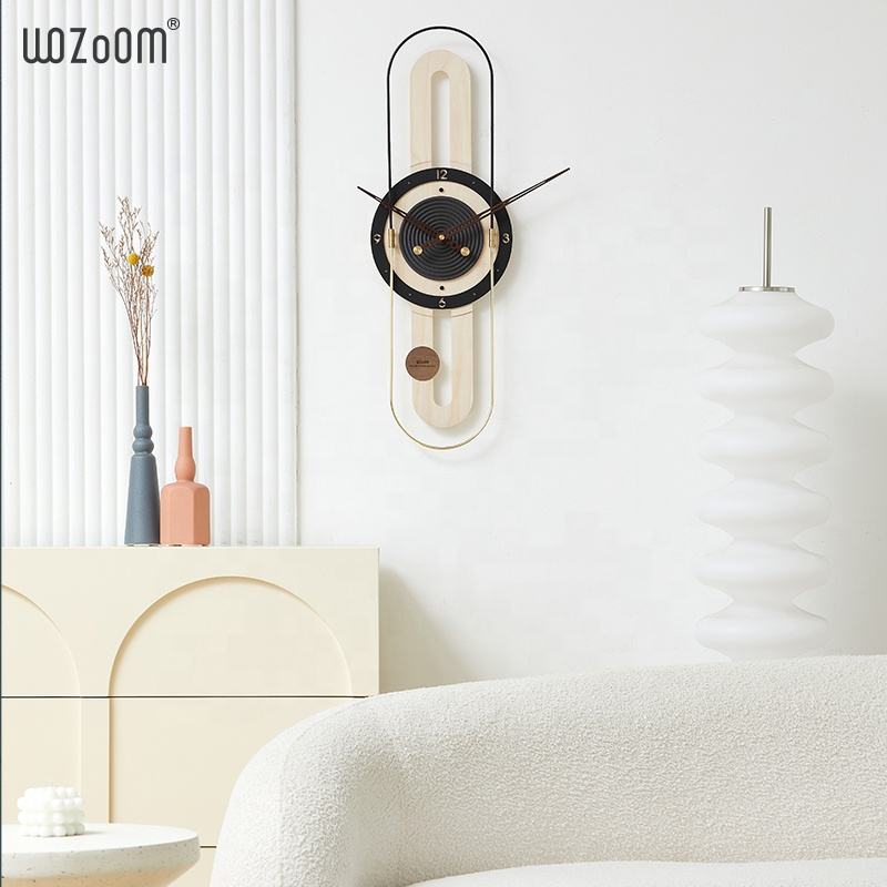 WOZOOM U-Shaped Metal Wall Clock – Luxury Modern Gold Quartz Clock For Home Decoration