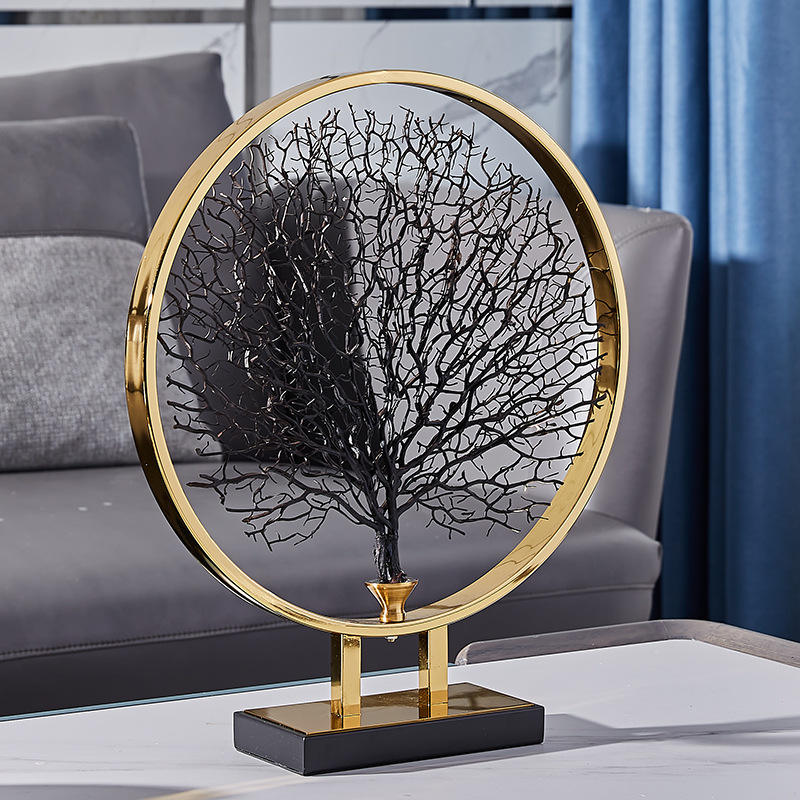 K&B Sea Tree Geometric Metal Showpiece – Vintage Abstract Home & Office Decor