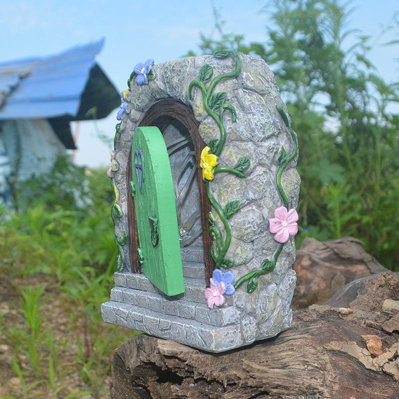Solar Fairy Garden Door House – Resin Miniature Ornaments For Home & Garden Decoration