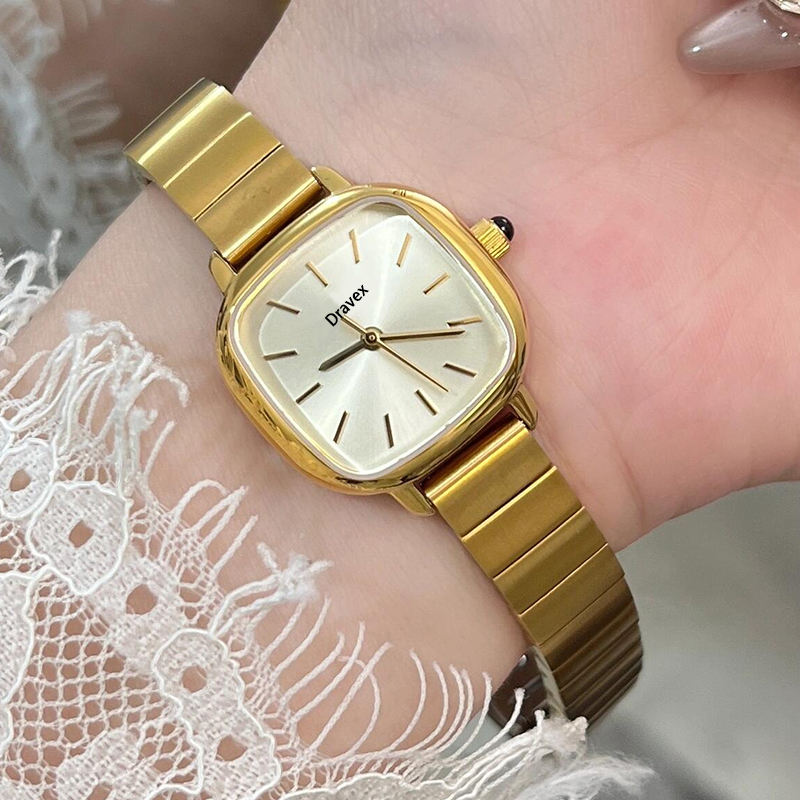 Fashion Business Women’s Quartz Watch – Stainless Steel Square Dial With Leather Strap