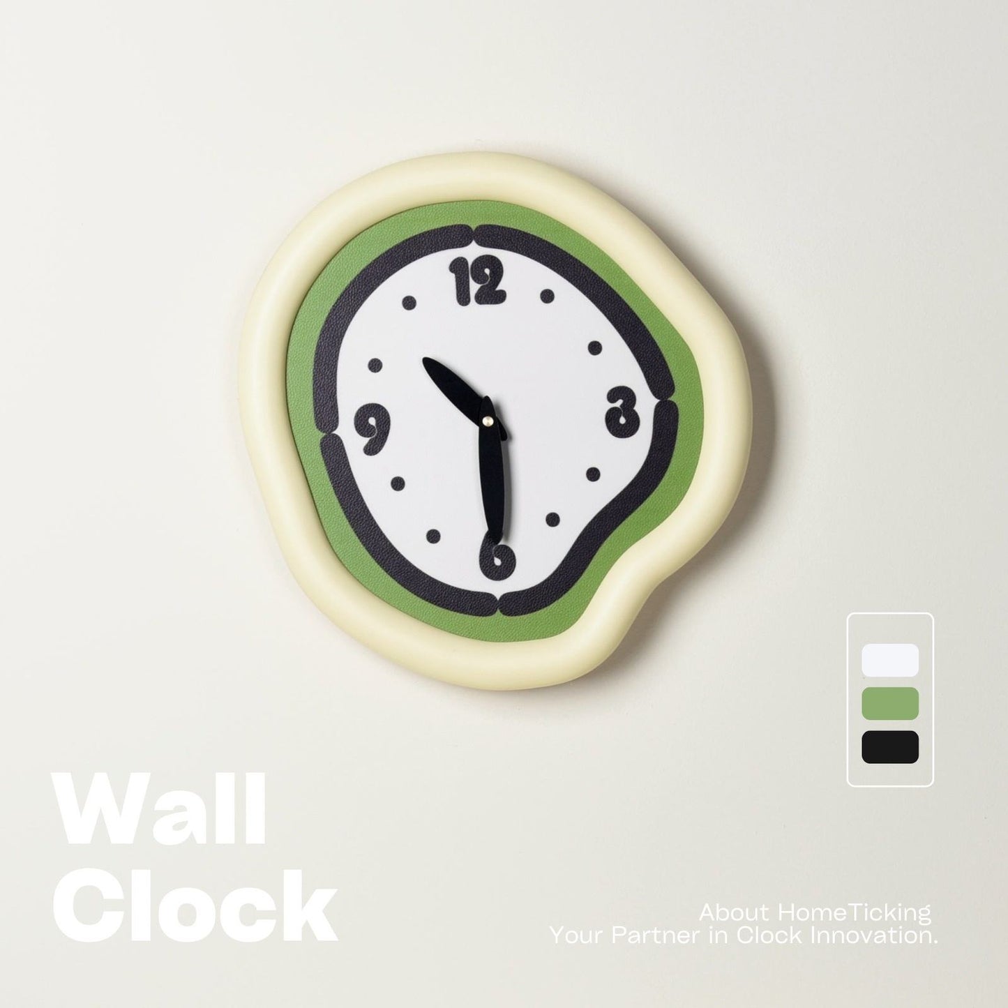 Green Edge Mute Wall Clock – Cream Style Modern Decorative Clock For Living Room