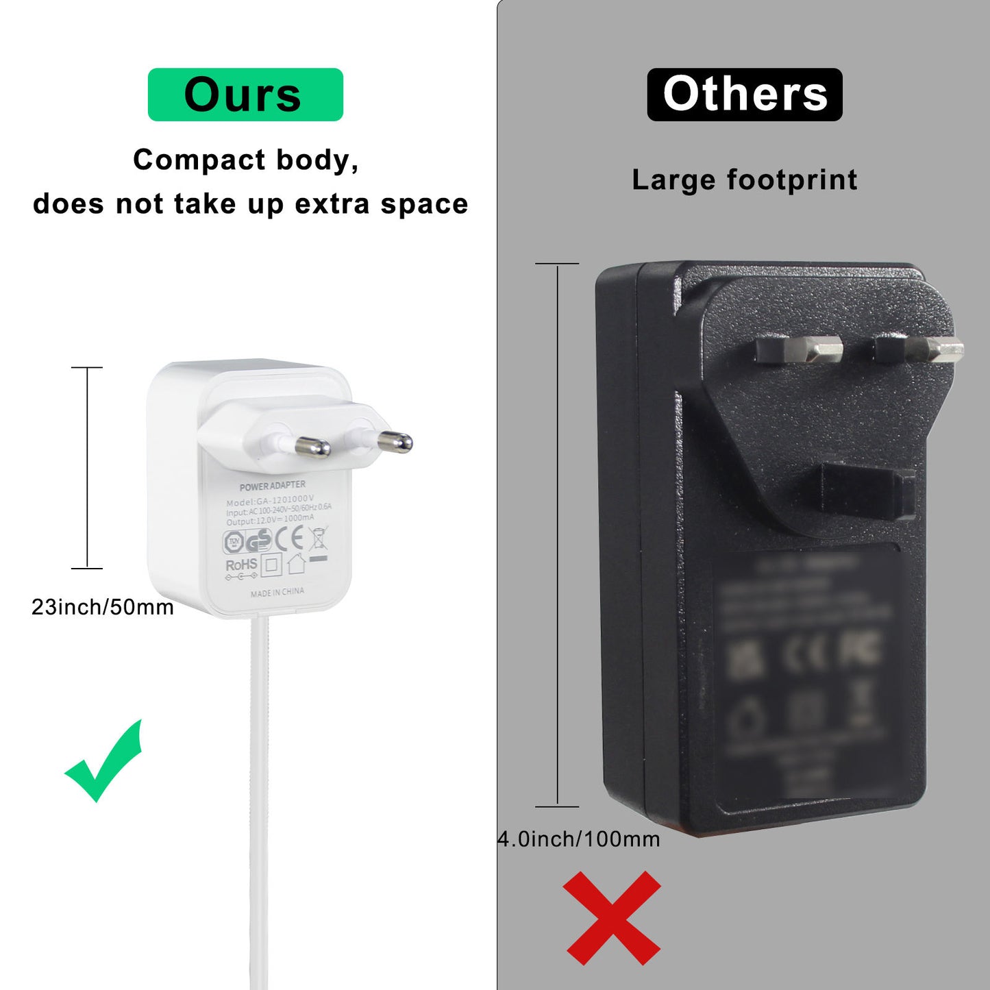 5V 2A Power Adapter – 12V DC Charger With 3.5x1.35mm Plug, 10W France Supply