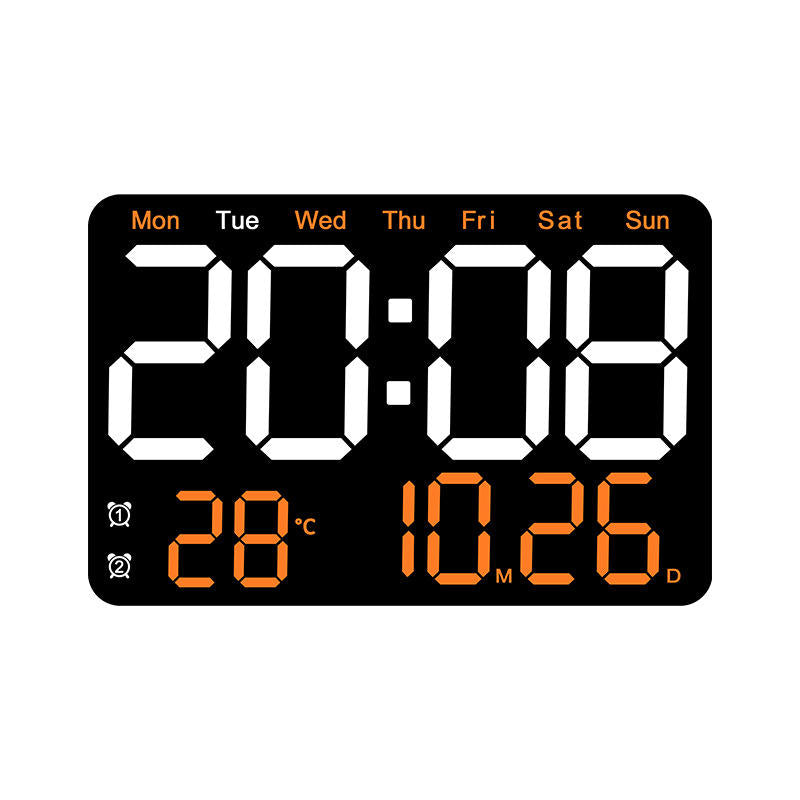 Modern Large LED Digital Alarm Clock – Silent Square Wall Clock with Week Display